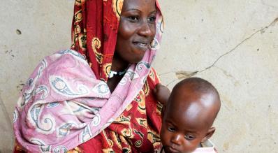 Mother and baby attend mobile malnutrition unit